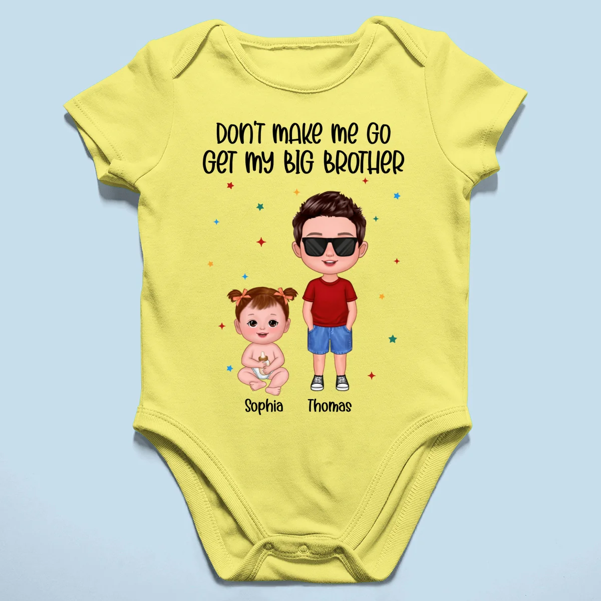 Don't Make Me Go Get My Big Brother Sister Personalized Baby Onesie - Image 13