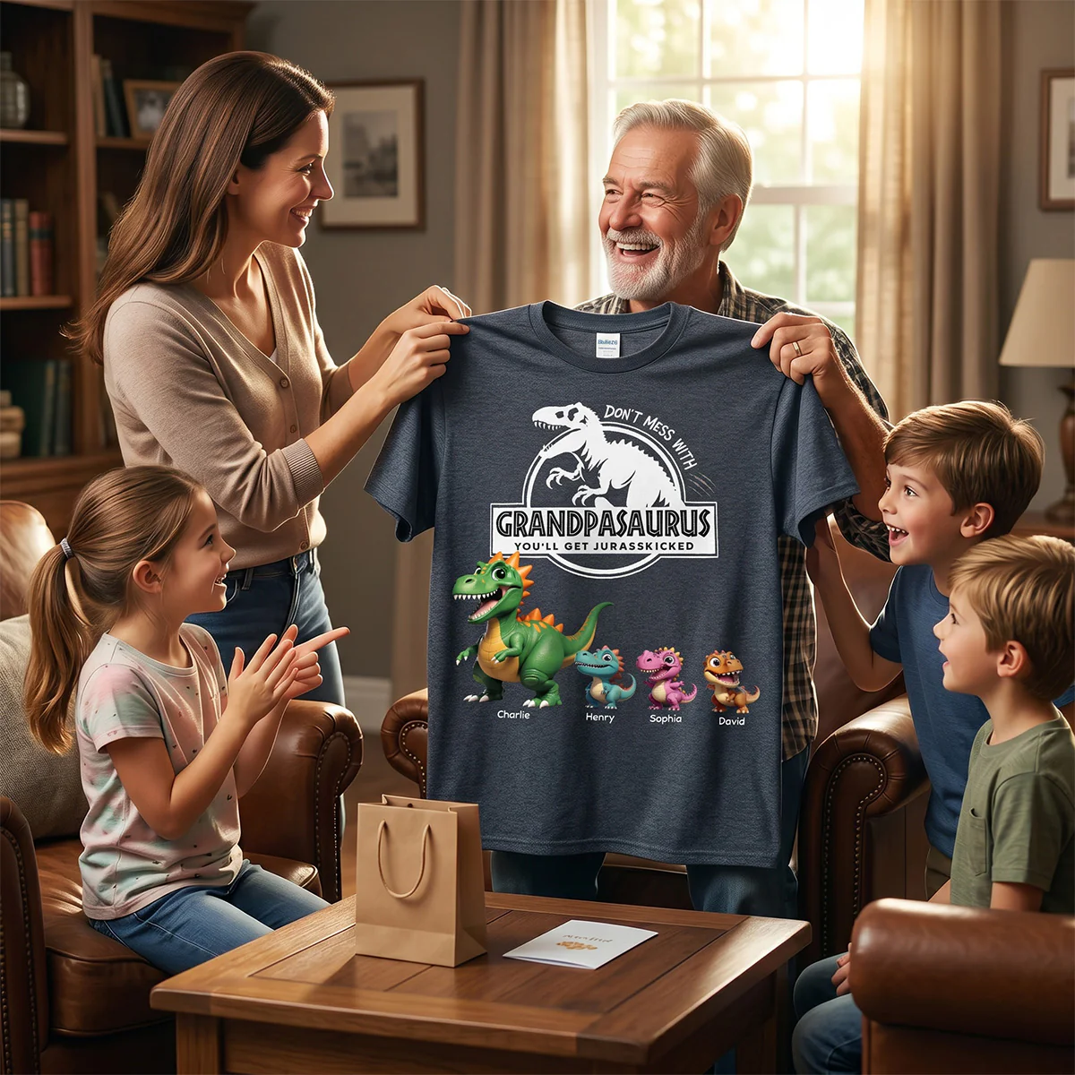 Don't Mess With Grandpasaurus Dinosaurs - Personalized Shirt - Father's Day Gift For Grandpa, Dad, Husband - Image 4