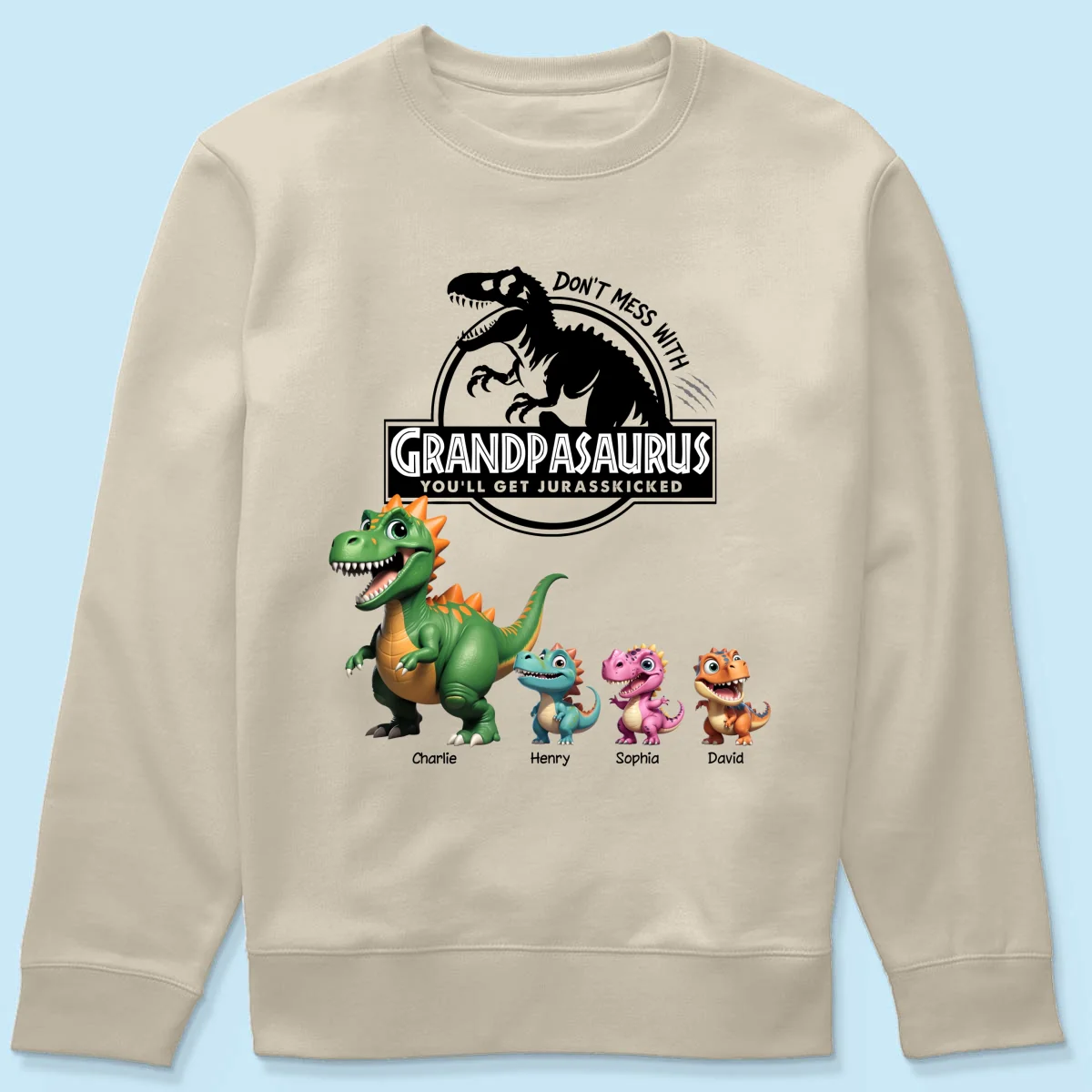 Don't Mess With Grandpasaurus - Personalized Shirt - Father's Day Gift For Grandpa, Dad, Husband - Image 19