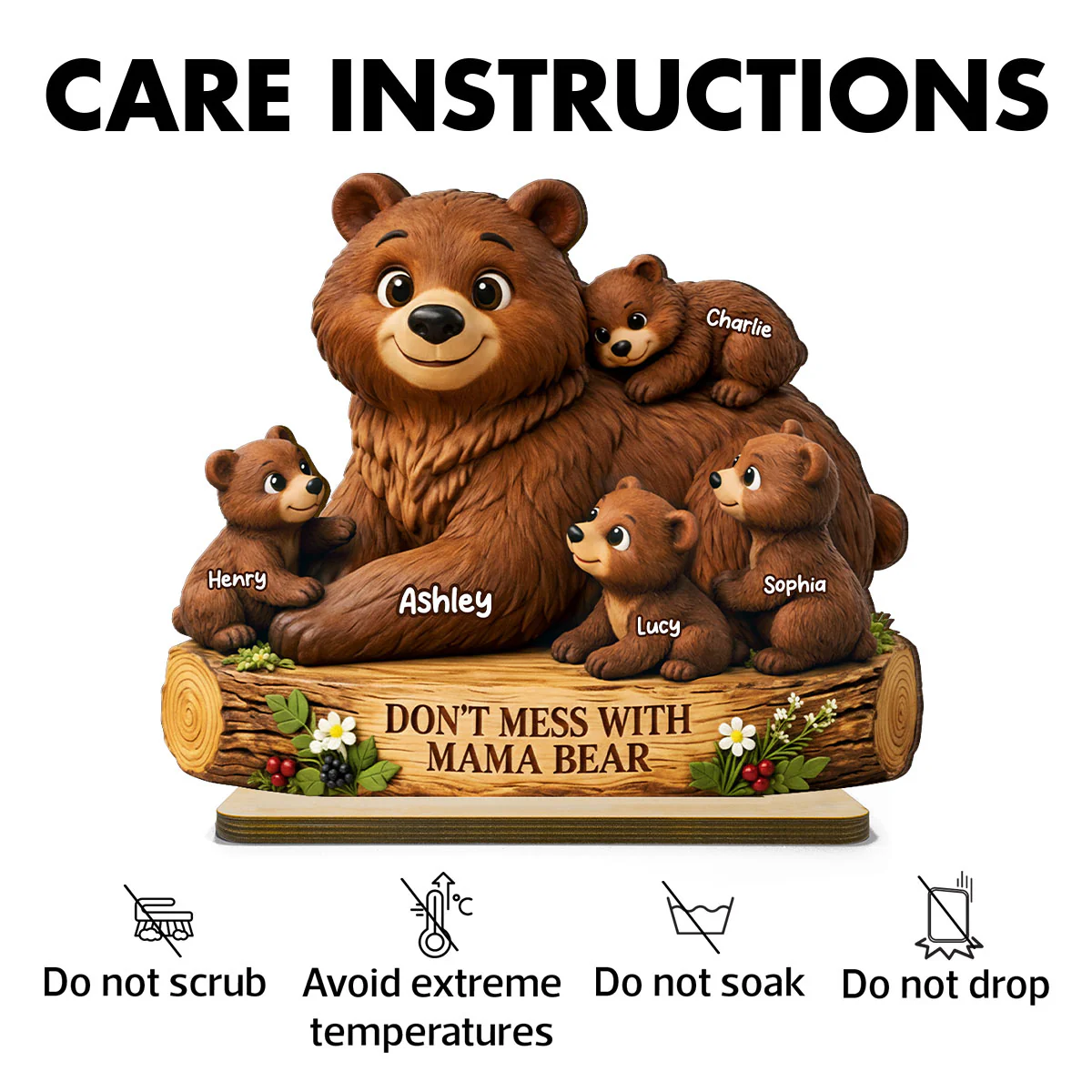 Don't Mess With Mama Bear - Personalized 2-Layered Wooden Plaque - Heartfelt Mother's Day Gift for Mom, Wife - Image 7