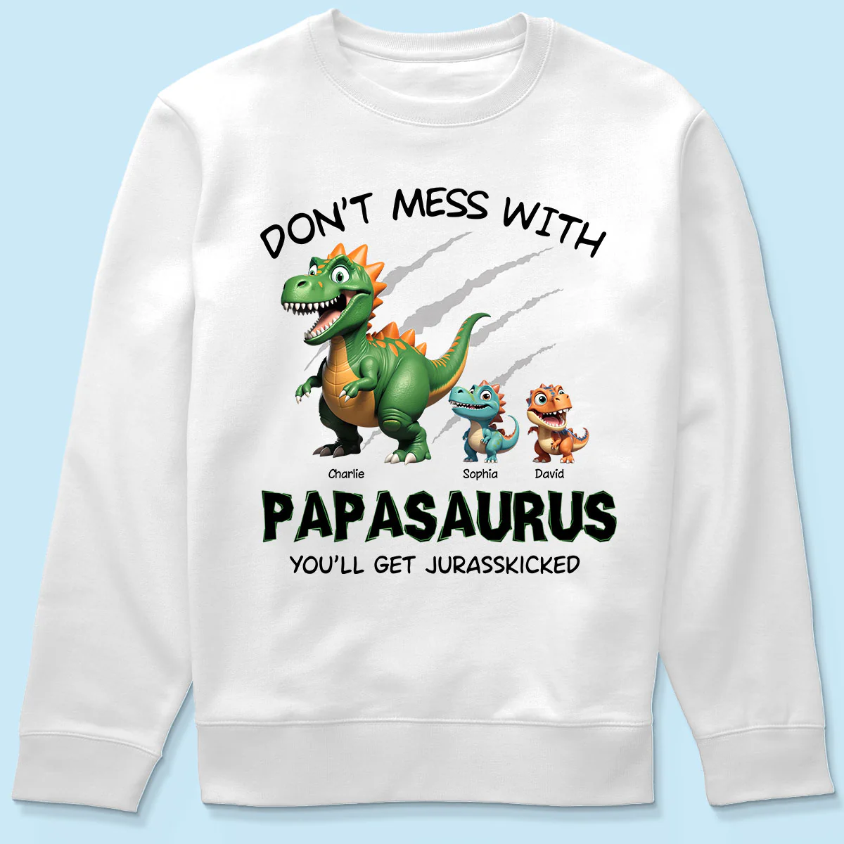 Don't Mess With Papasaurus 3D Effect Dinosaurs Personalized Shirt, Father's Day Gift For Grandpa, Dad - Image 5