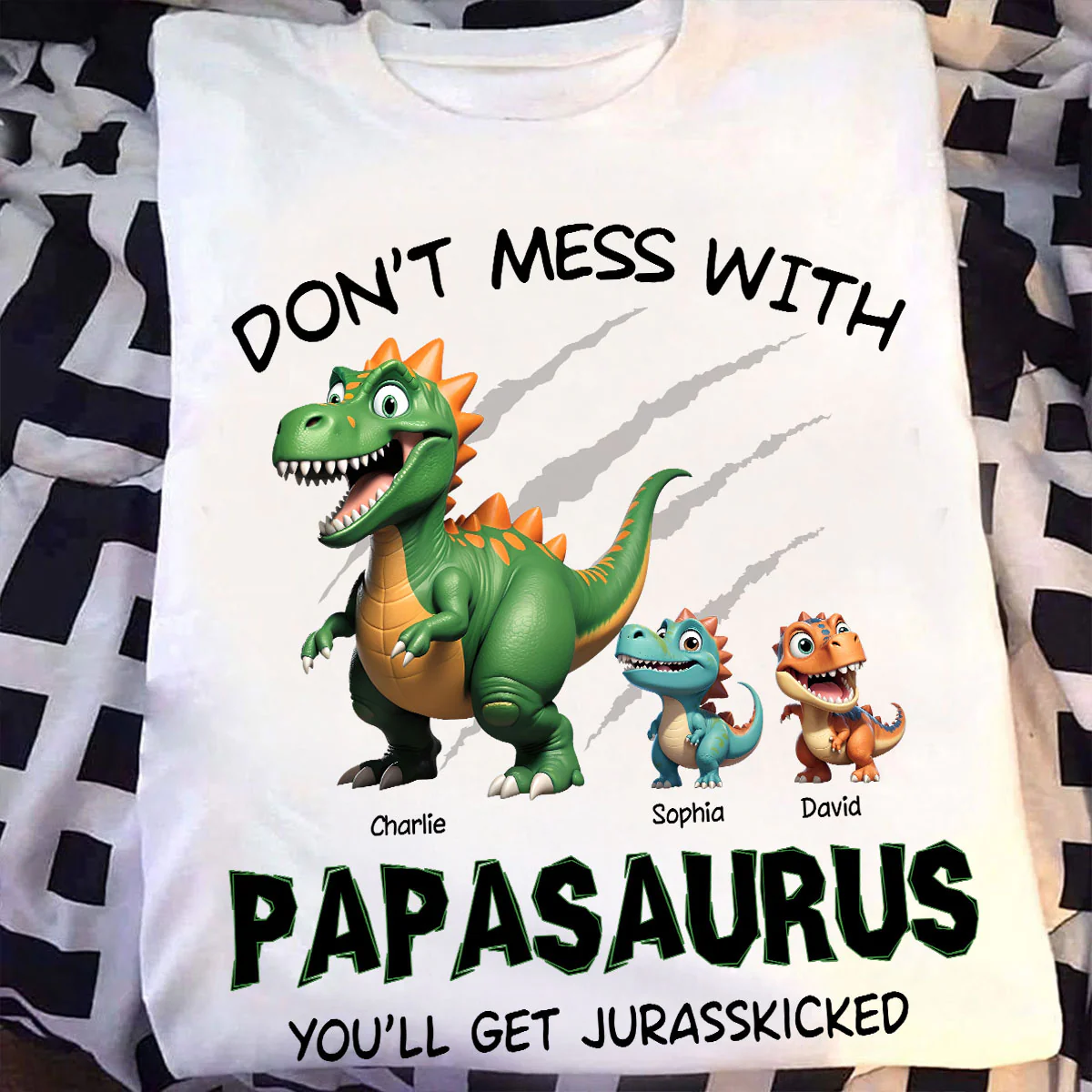 Don't Mess With Papasaurus 3D Effect Dinosaurs Personalized Shirt, Father's Day Gift For Grandpa, Dad - Image 8