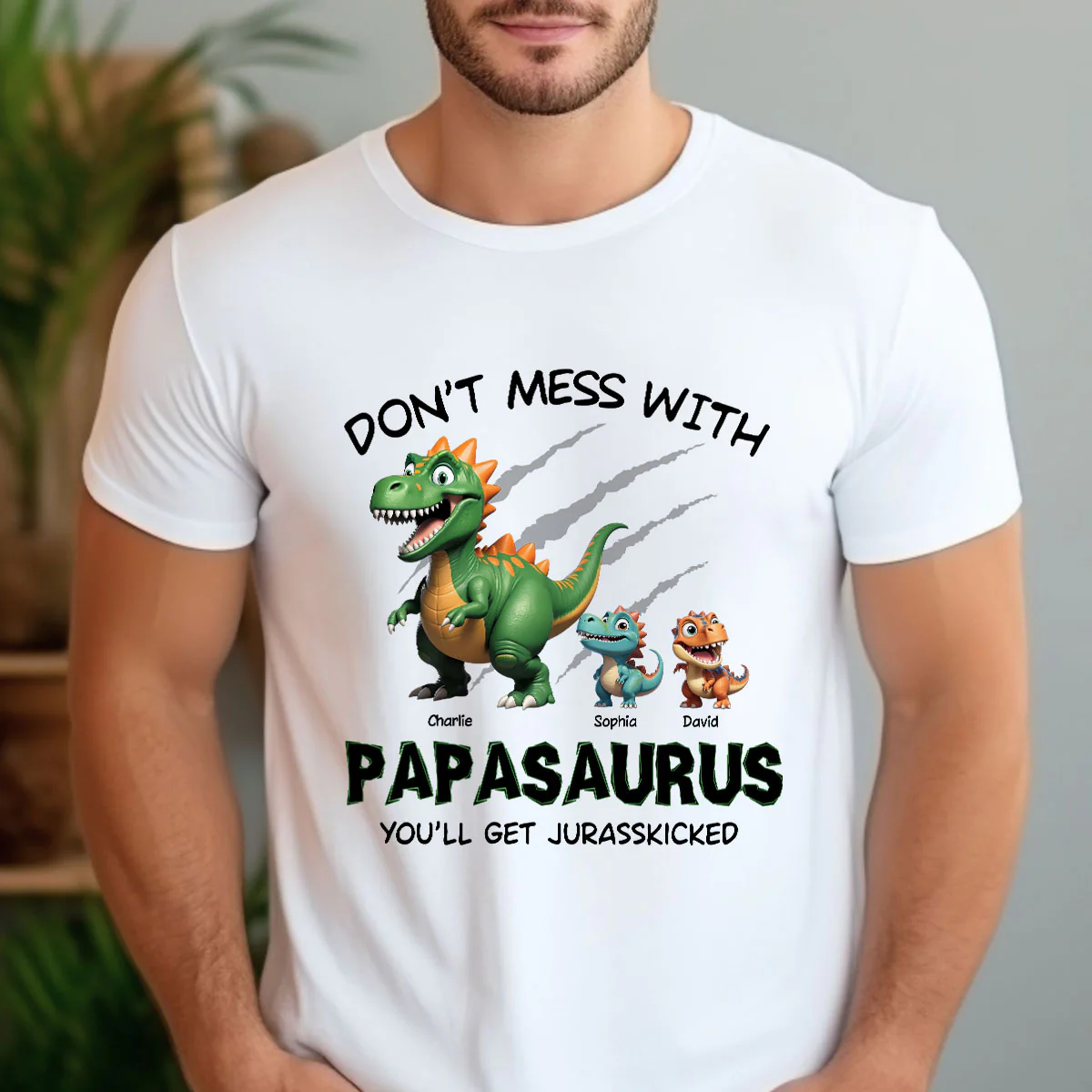 Don't Mess With Papasaurus 3D Effect Dinosaurs Personalized Shirt, Father's Day Gift For Grandpa, Dad - Image 9