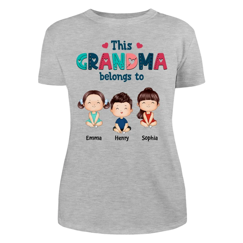 Doodle Pattern This Grandma Mom Belongs To Doll Kids Watercolor Style Personalized Shirt - Image 10