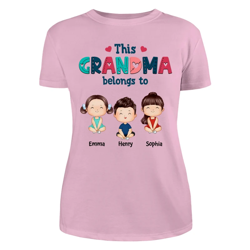 Doodle Pattern This Grandma Mom Belongs To Doll Kids Watercolor Style Personalized Shirt - Image 11