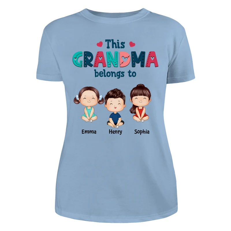 Doodle Pattern This Grandma Mom Belongs To Doll Kids Watercolor Style Personalized Shirt - Image 12