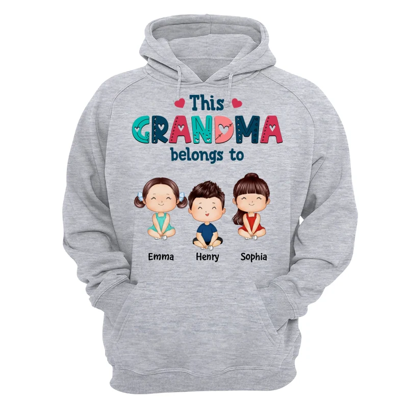 Doodle Pattern This Grandma Mom Belongs To Doll Kids Watercolor Style Personalized Shirt - Image 14