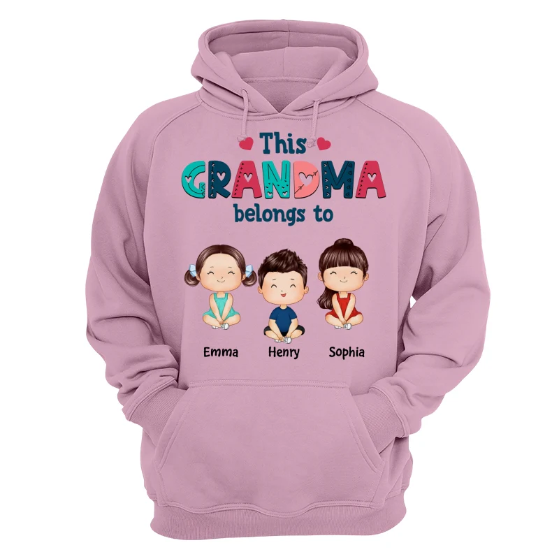Doodle Pattern This Grandma Mom Belongs To Doll Kids Watercolor Style Personalized Shirt - Image 15