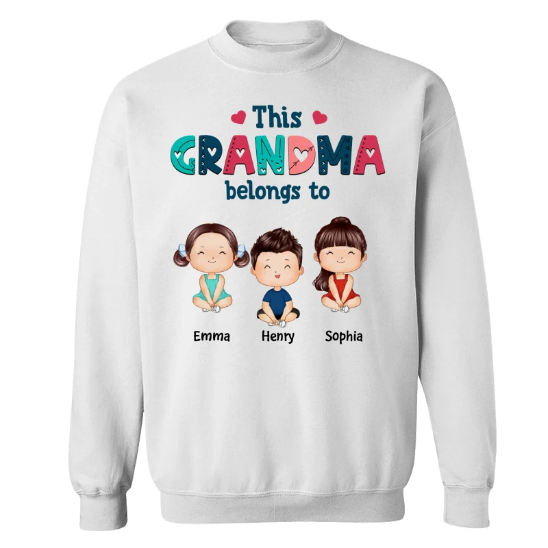 Doodle Pattern This Grandma Mom Belongs To Doll Kids Watercolor Style Personalized Shirt - Image 17