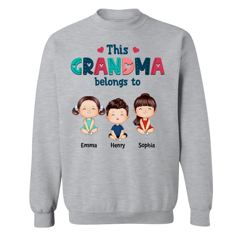 Doodle Pattern This Grandma Mom Belongs To Doll Kids Watercolor Style Personalized Shirt - Image 18