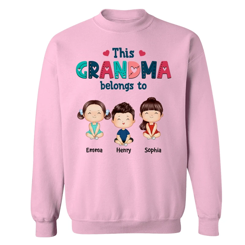 Doodle Pattern This Grandma Mom Belongs To Doll Kids Watercolor Style Personalized Shirt - Image 19
