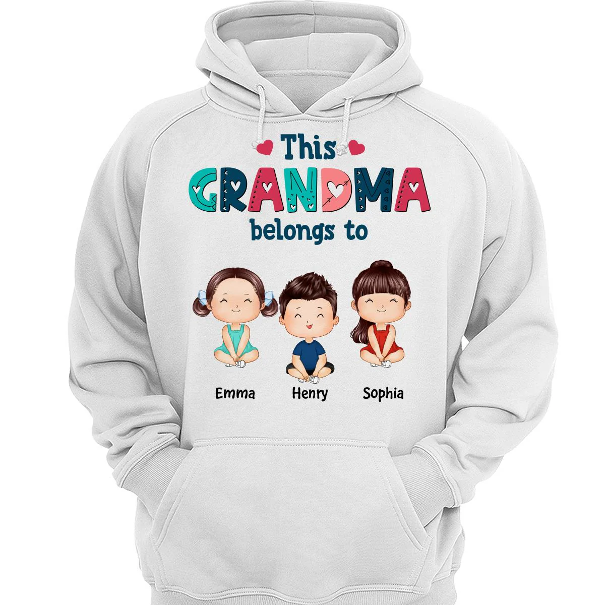 Doodle Pattern This Grandma Mom Belongs To Doll Kids Watercolor Style Personalized Shirt - Image 3