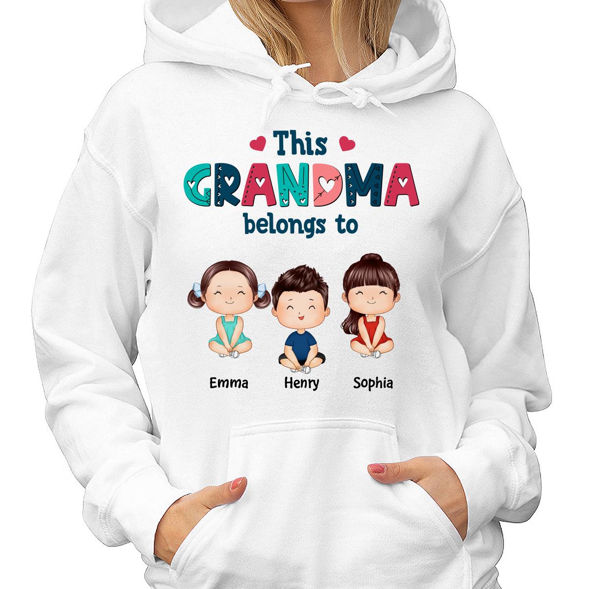 Doodle Pattern This Grandma Mom Belongs To Doll Kids Watercolor Style Personalized Shirt - Image 4