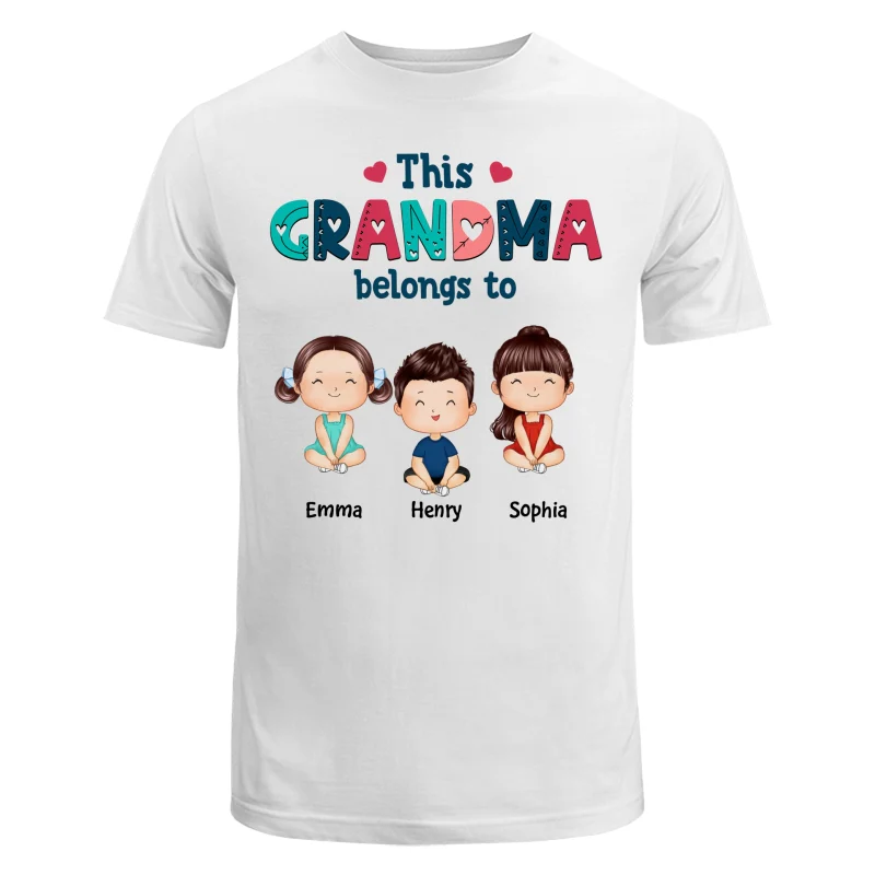 Doodle Pattern This Grandma Mom Belongs To Doll Kids Watercolor Style Personalized Shirt - Image 5