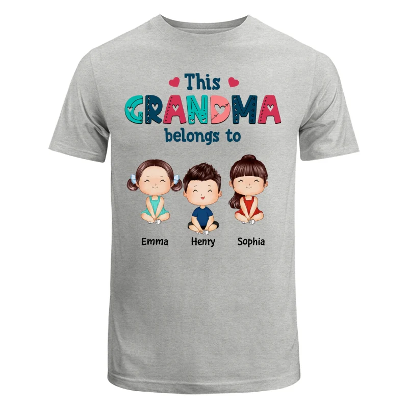 Doodle Pattern This Grandma Mom Belongs To Doll Kids Watercolor Style Personalized Shirt - Image 6