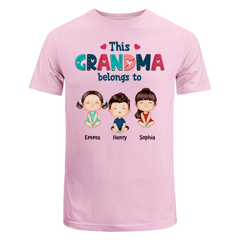 Doodle Pattern This Grandma Mom Belongs To Doll Kids Watercolor Style Personalized Shirt - Image 7
