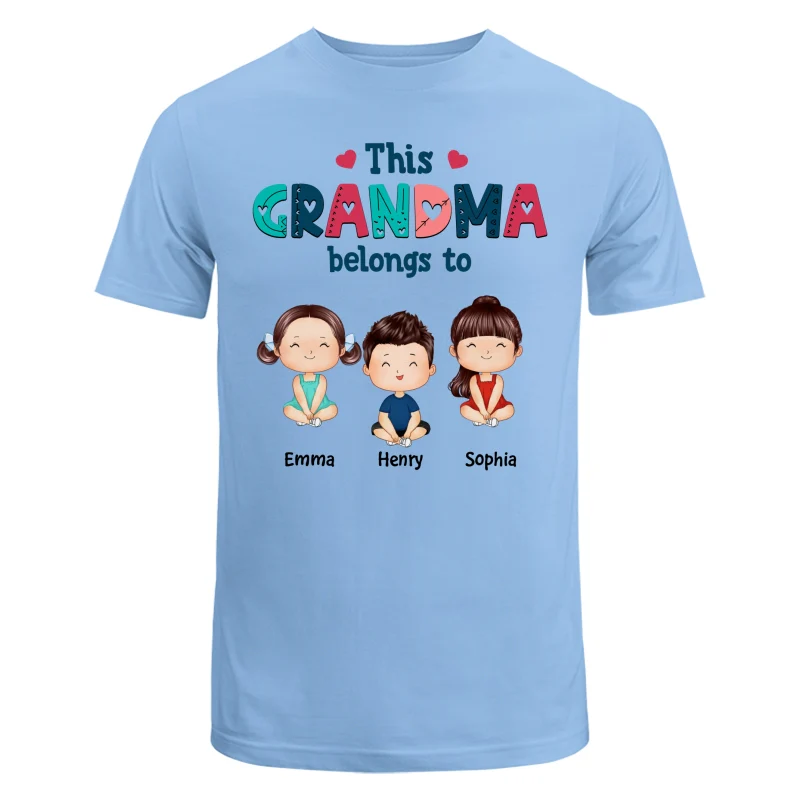 Doodle Pattern This Grandma Mom Belongs To Doll Kids Watercolor Style Personalized Shirt - Image 8