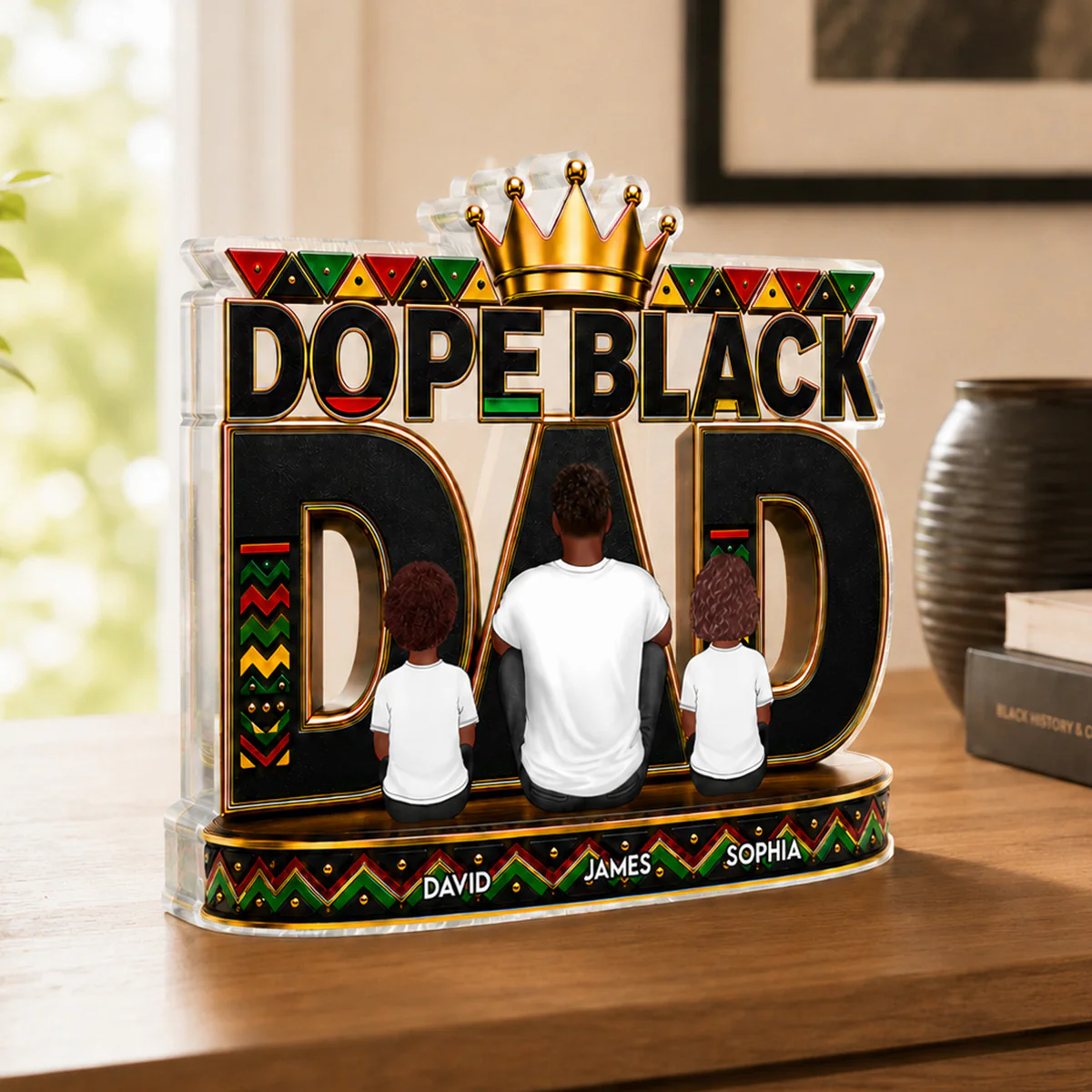 Dope Black Dad 2D Flat - Personalized Acrylic Block - Image 2