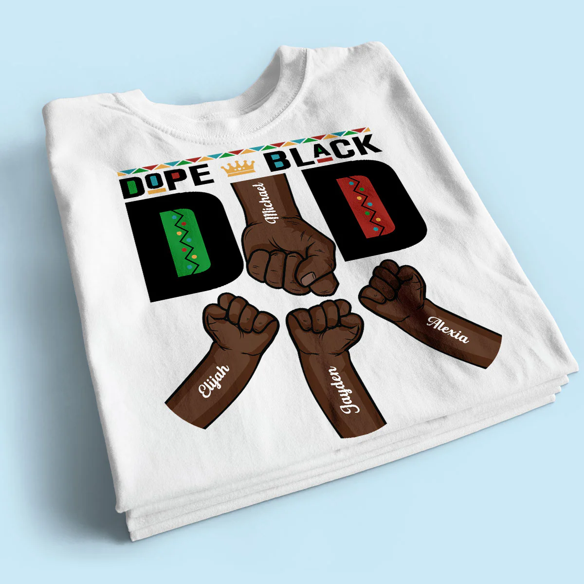 Dope Black Dad Fist Bump Father‘s Day Gift Personalized Shirt - Image 2