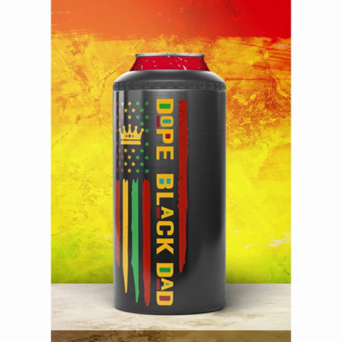Dope Black Dad Juneteenth Flag Fist Bumps Personalized 4-in-1 Can Cooler - Image 2