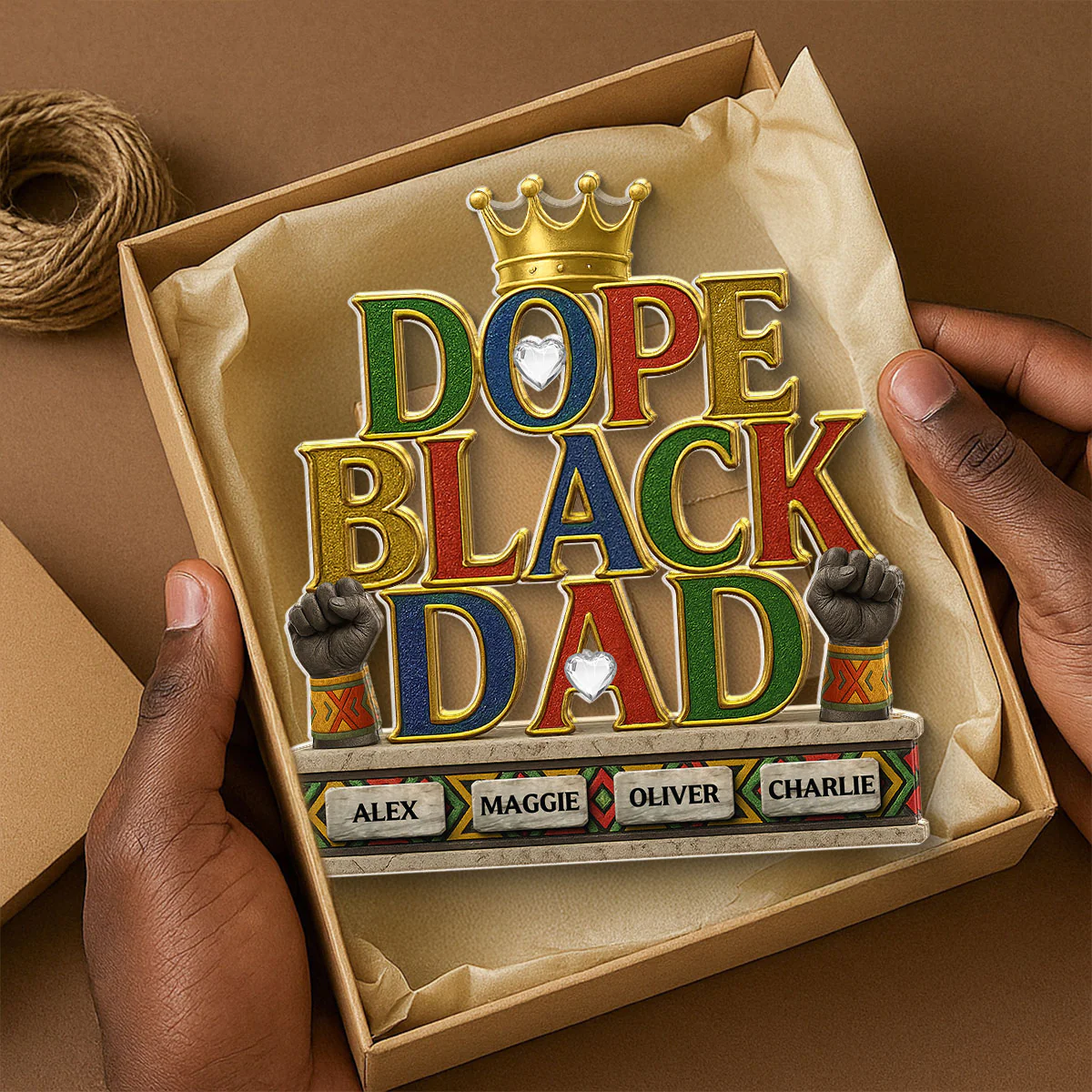 Dope Black Dad Kids Names Personalized Acrylic Block, Gift - Image 3