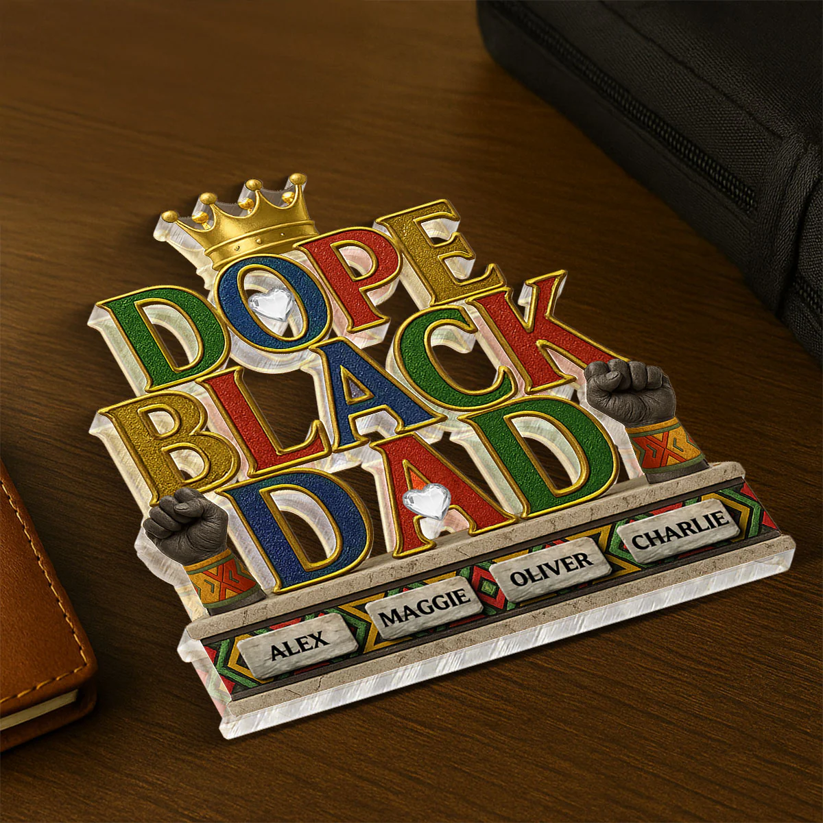 Dope Black Dad Kids Names Personalized Acrylic Block, Gift - Image 4