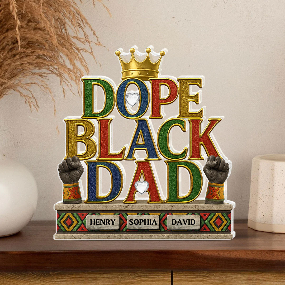 Dope Black Dad Kids Names Personalized Acrylic Block, Gift - Image 5