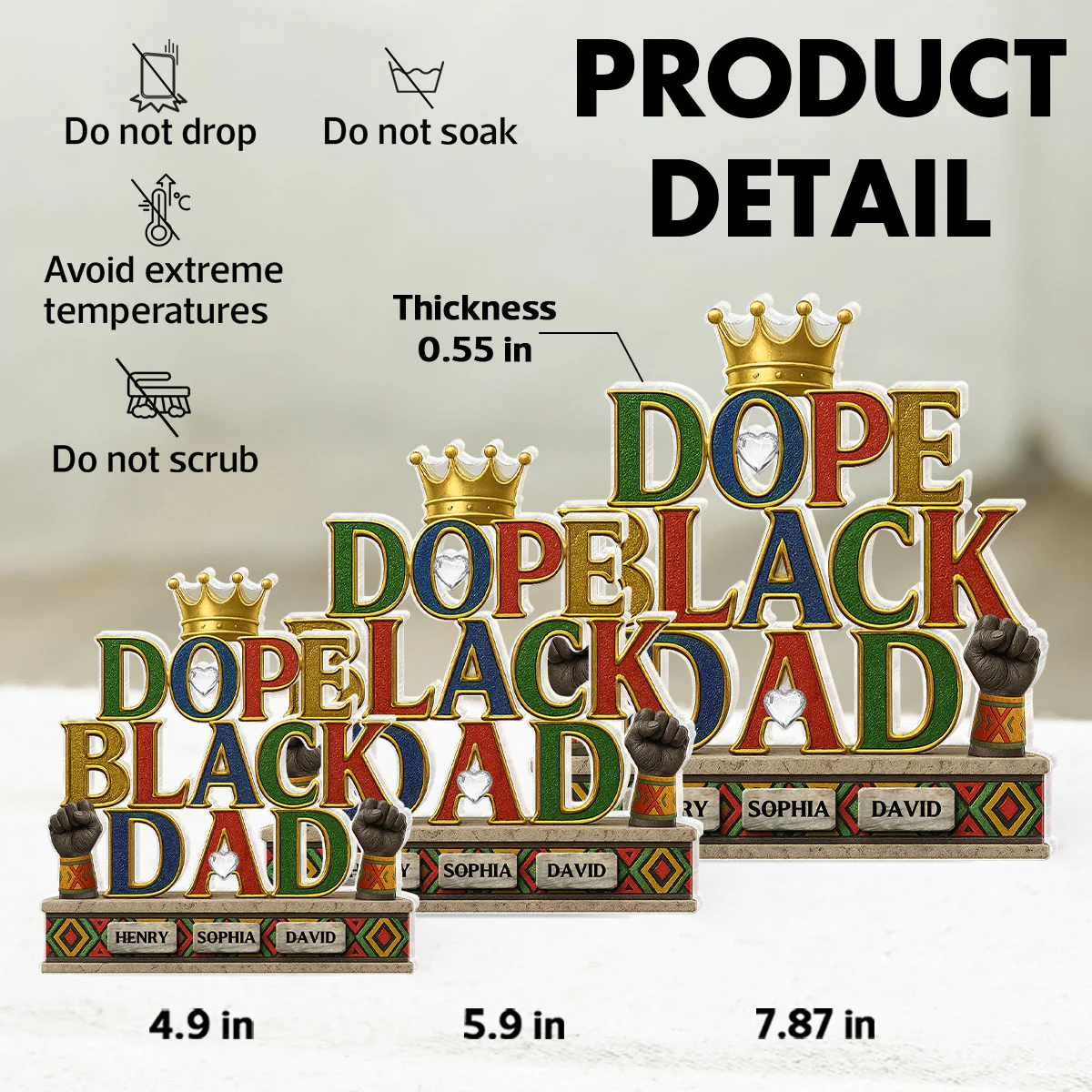 Dope Black Dad Kids Names Personalized Acrylic Block, Gift - Image 7