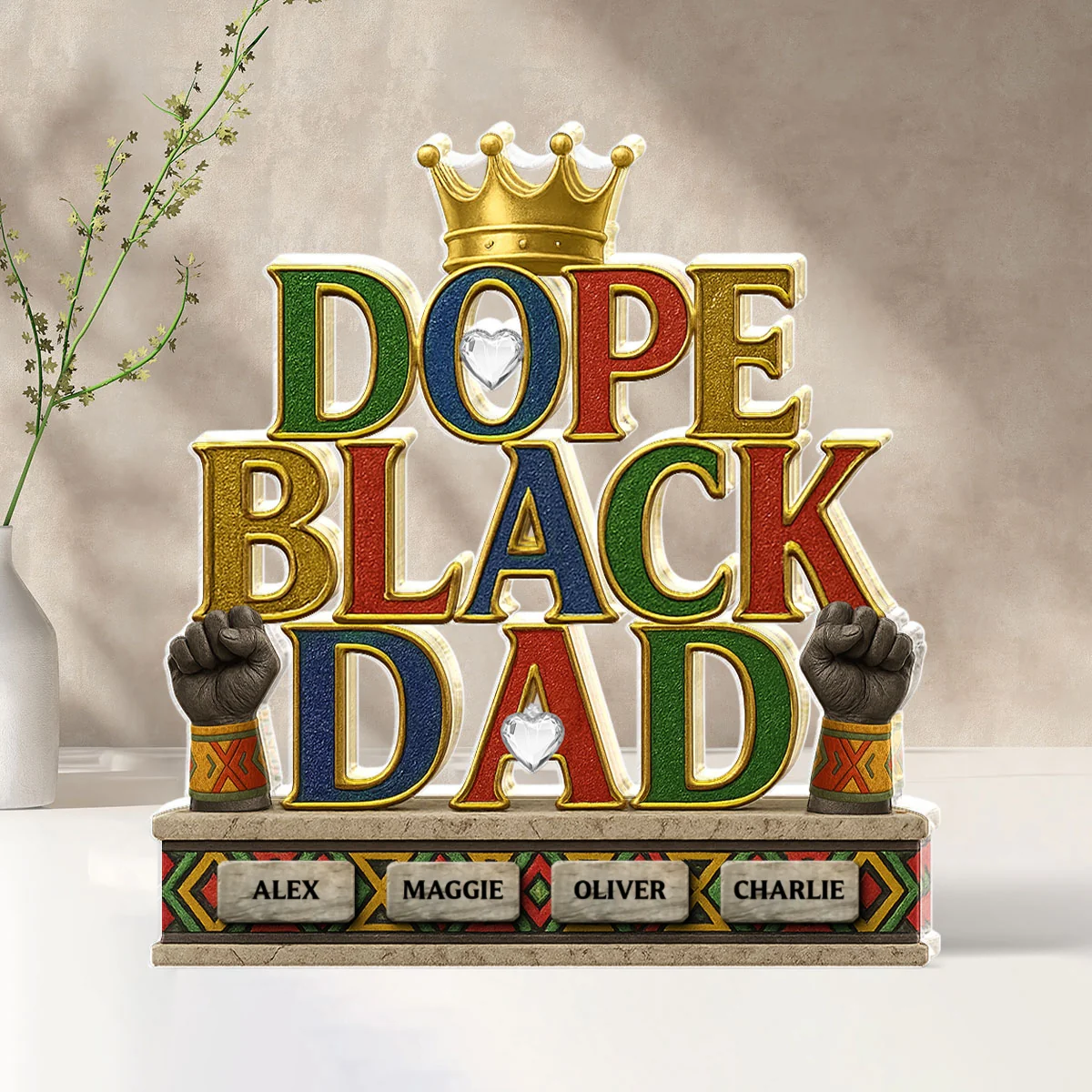 Dope Black Dad Kids Names Personalized Acrylic Block, Gift - Image 8