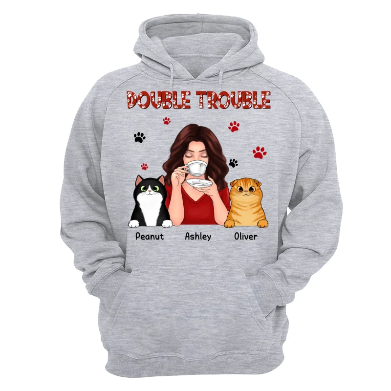Double Trouble Coffee Girl Fluffy Cats With Paws Personalized Shirt - Image 14