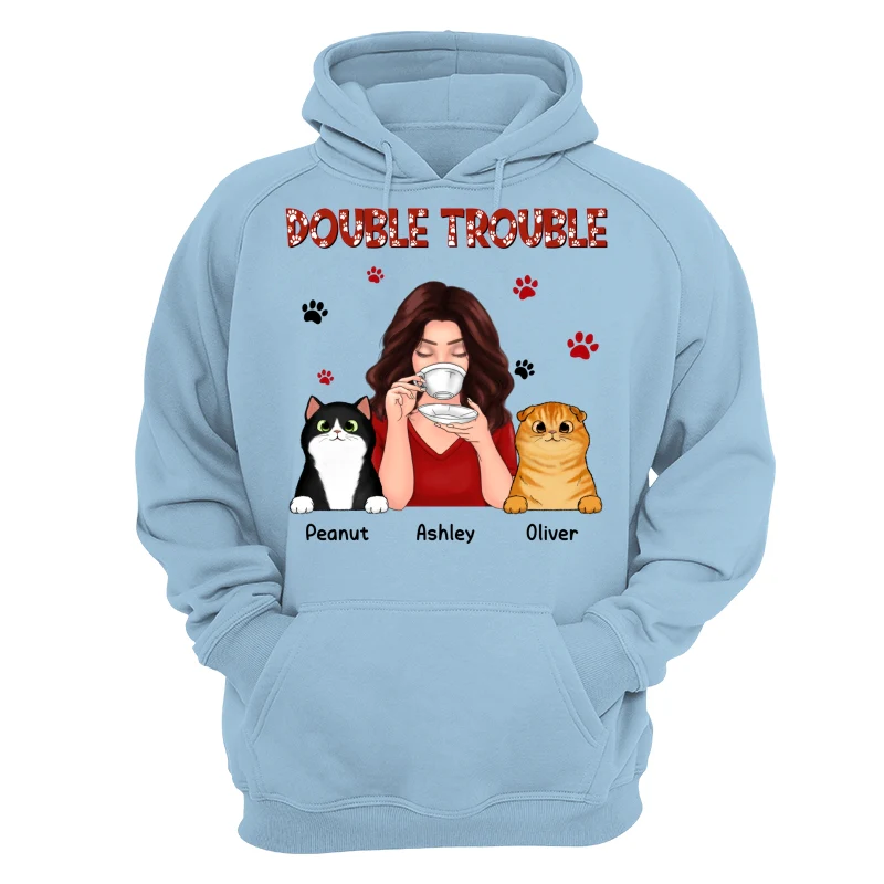 Double Trouble Coffee Girl Fluffy Cats With Paws Personalized Shirt - Image 16