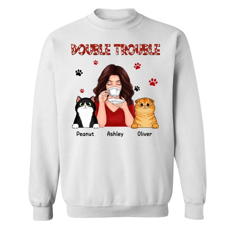 Double Trouble Coffee Girl Fluffy Cats With Paws Personalized Shirt - Image 17
