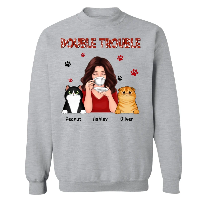 Double Trouble Coffee Girl Fluffy Cats With Paws Personalized Shirt - Image 18