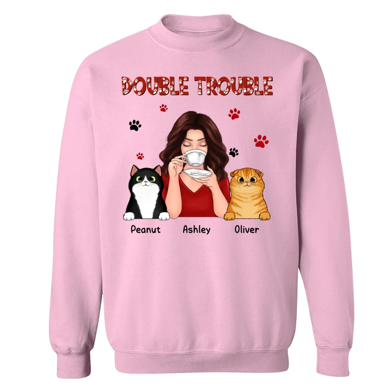 Double Trouble Coffee Girl Fluffy Cats With Paws Personalized Shirt - Image 19