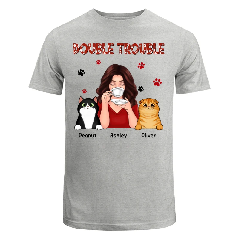 Double Trouble Coffee Girl Fluffy Cats With Paws Personalized Shirt - Image 6