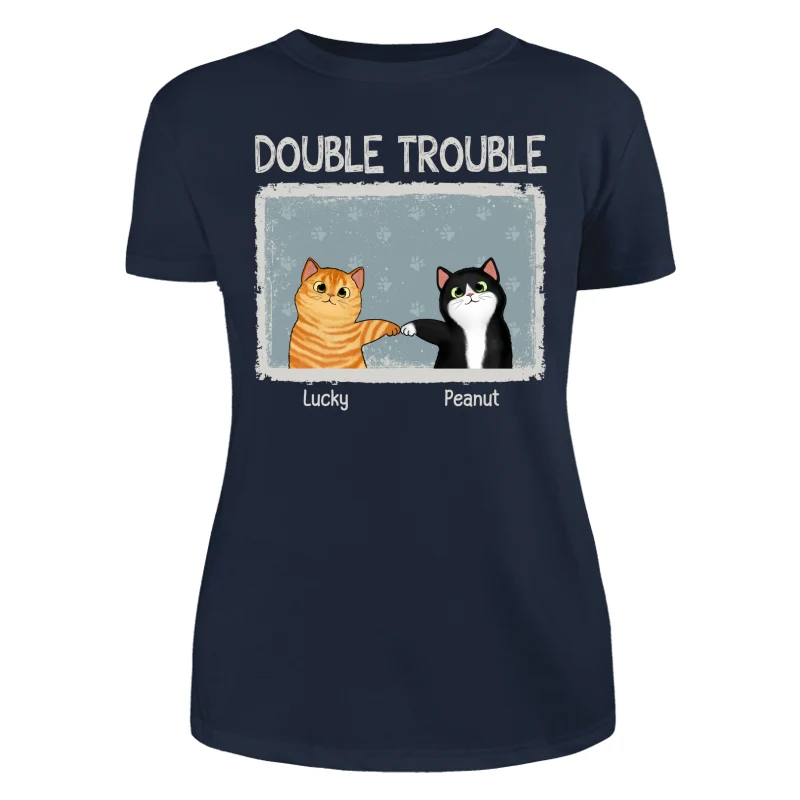 Double Trouble Drizzle Color Frame Fluffy Cat Personalized Shirt - Image 10