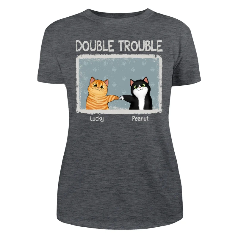 Double Trouble Drizzle Color Frame Fluffy Cat Personalized Shirt - Image 11