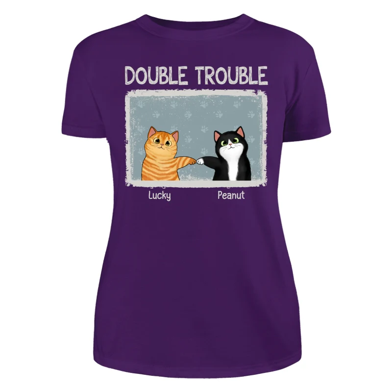 Double Trouble Drizzle Color Frame Fluffy Cat Personalized Shirt - Image 12