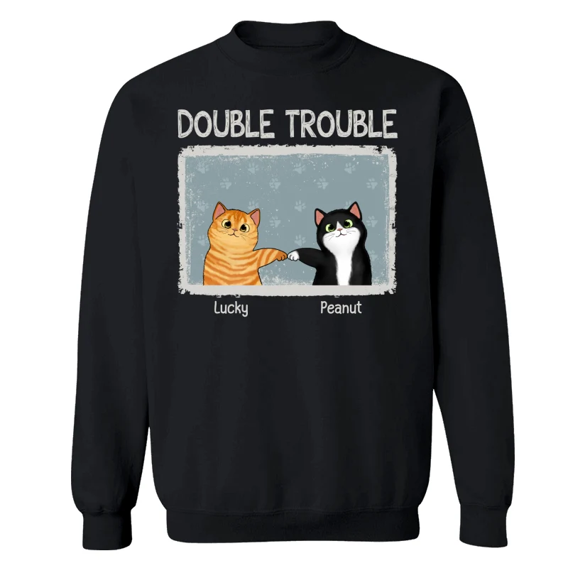 Double Trouble Drizzle Color Frame Fluffy Cat Personalized Shirt - Image 16