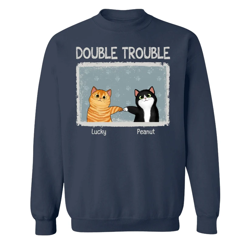 Double Trouble Drizzle Color Frame Fluffy Cat Personalized Shirt - Image 17