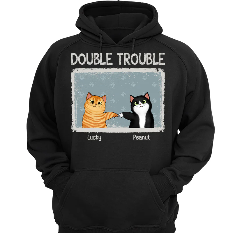 Double Trouble Drizzle Color Frame Fluffy Cat Personalized Shirt - Image 3