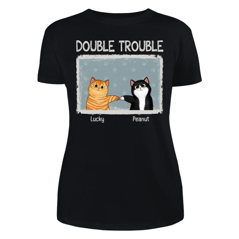 Double Trouble Drizzle Color Frame Fluffy Cat Personalized Shirt - Image 9