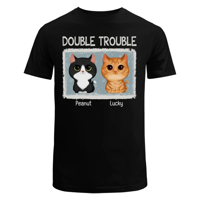 Double Trouble Drizzle Color Frame Watercolor Cute Cats Personalized Shirt - Image 5
