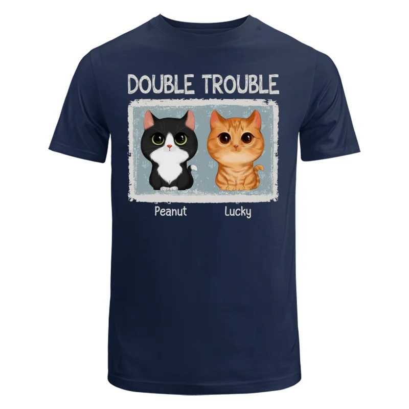 Double Trouble Drizzle Color Frame Watercolor Cute Cats Personalized Shirt - Image 6