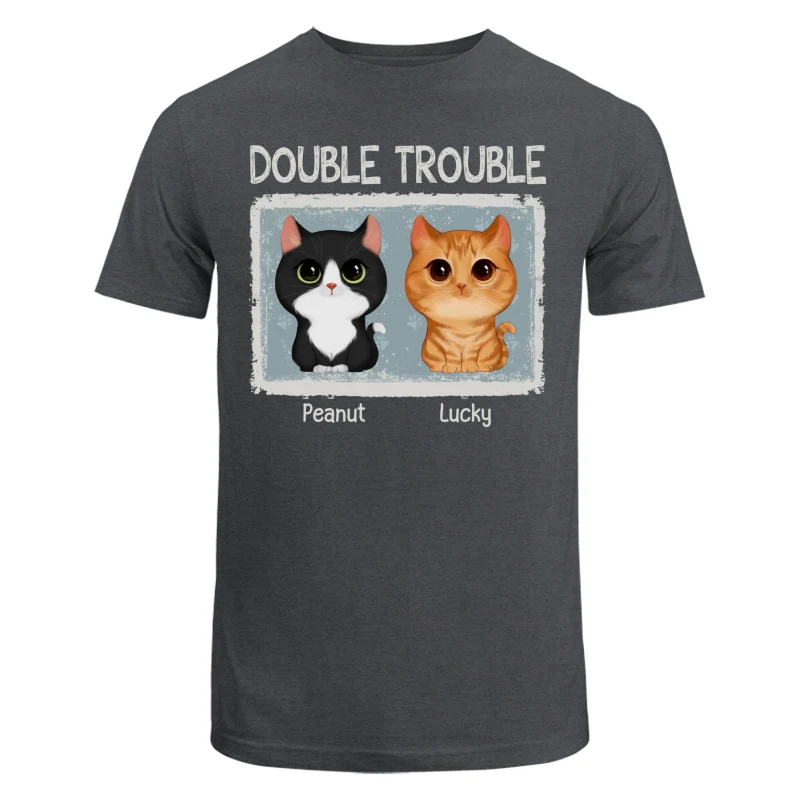 Double Trouble Drizzle Color Frame Watercolor Cute Cats Personalized Shirt - Image 7