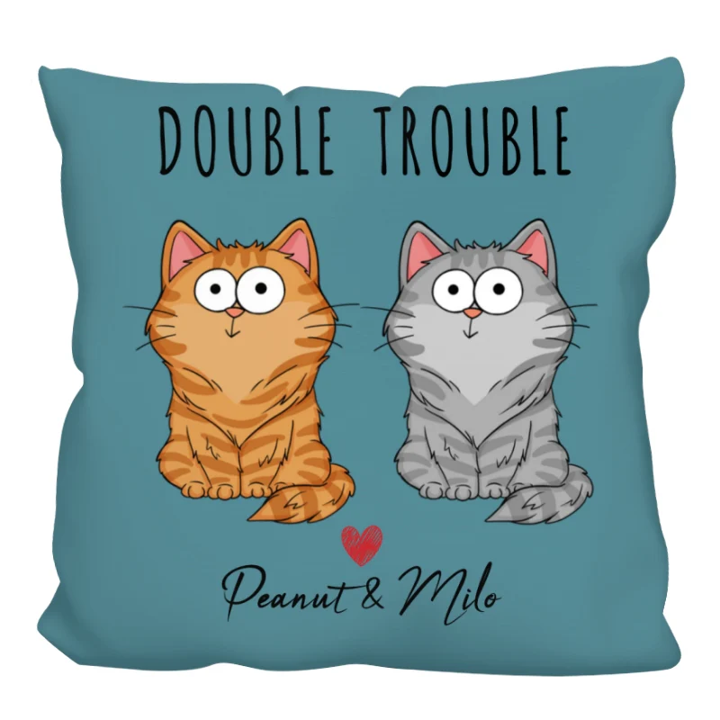 Double Trouble Funny Cat Expressions Personalized Pillow (Insert Included) - Image 4