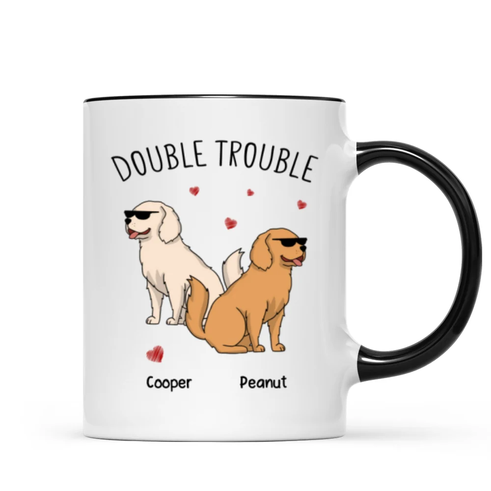 Double Trouble Funny Dog Lover Gift Personalized Mug - Image 5