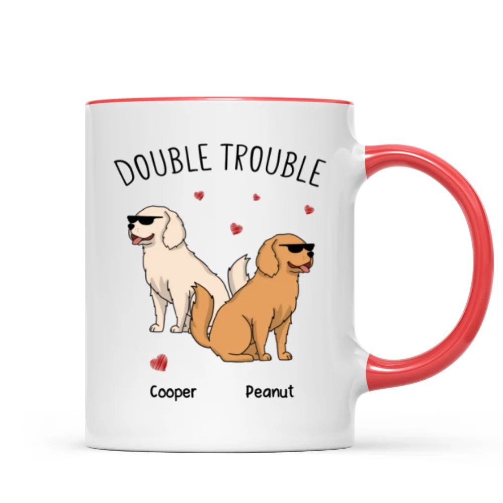 Double Trouble Funny Dog Lover Gift Personalized Mug - Image 7