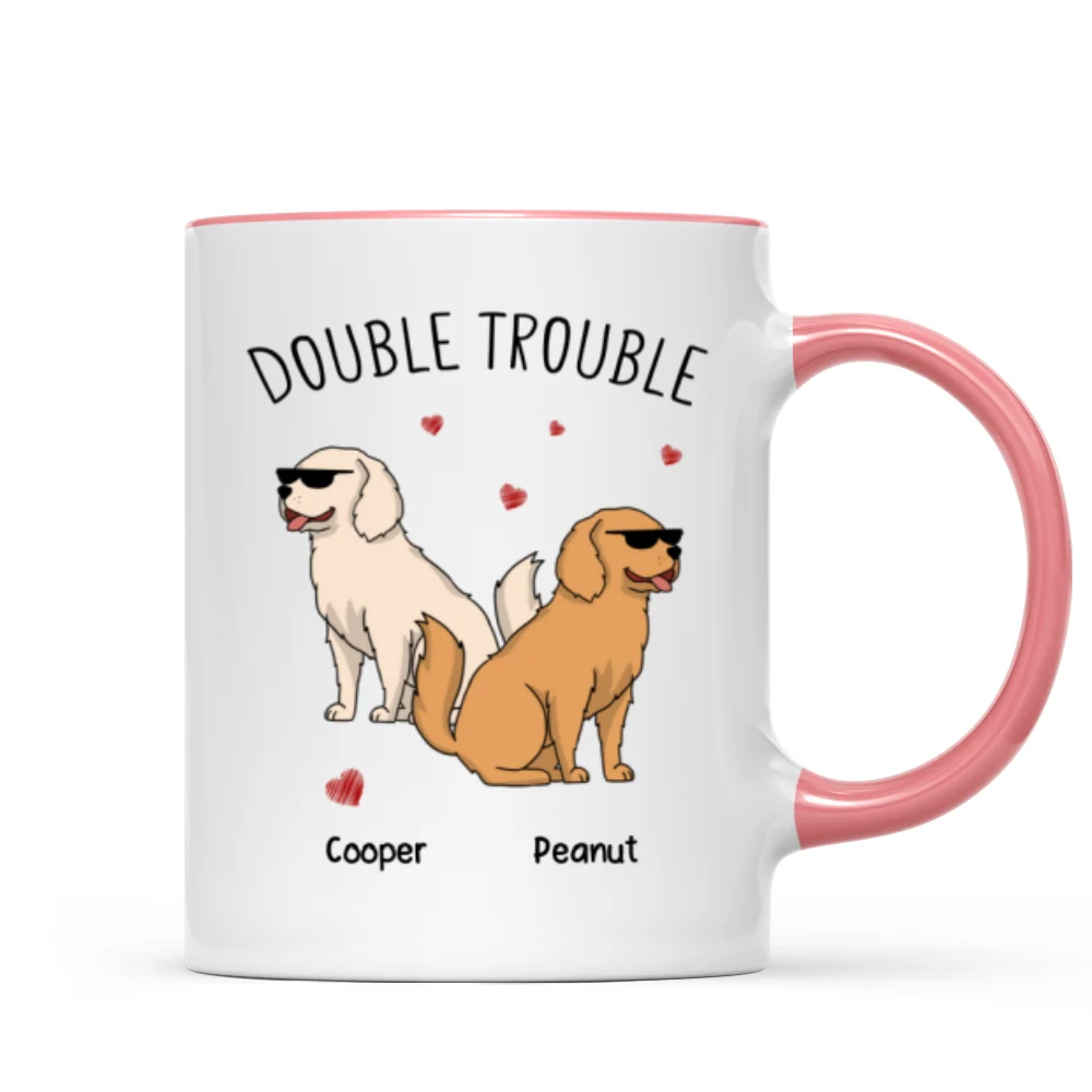 Double Trouble Funny Dog Lover Gift Personalized Mug - Image 9