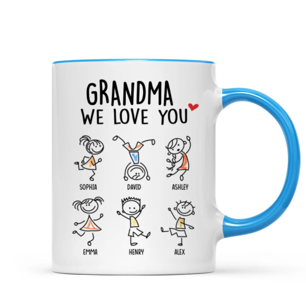 Drawing Kids We Love You Gift For Dad Mom Grandma Grandpa Personalized Mug - Image 10